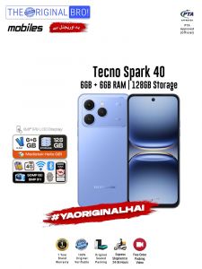 Tecno Spark 40 - 6GB RAM - 128GB Storage - Blue - Easy Monthly Installments - PTA Approved - 1 Year Brand Warranty - The Original Bro Mobiles - TOB73